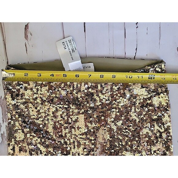ALICE + OLIVIA SCOOP Gold Sequin Pull-On Leggings Pants Mid Rise Sz M New - Picture 7 of 8